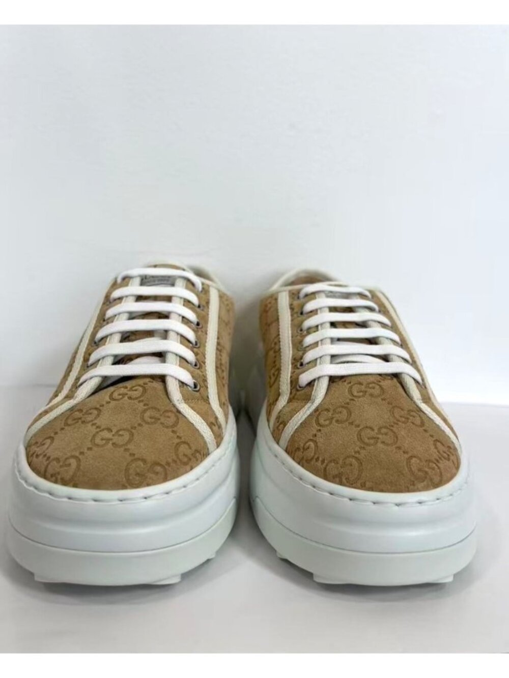 Gucci Women’s Tennis 1977 Trek GG Suede Platform Sneakers Buttersco EU40 796294 - Picture 2 of 14